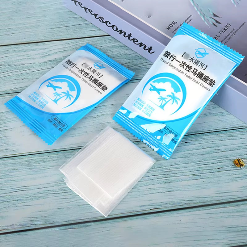 50-Pack Disposable Toilet Seat Covers – Waterproof, Non-Slip, Individually Wrapped (15.7×18.9 in, Clear PE)