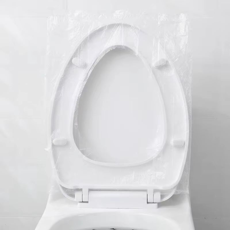 50-Pack Disposable Toilet Seat Covers – Waterproof, Non-Slip, Individually Wrapped (15.7×18.9 in, Clear PE)