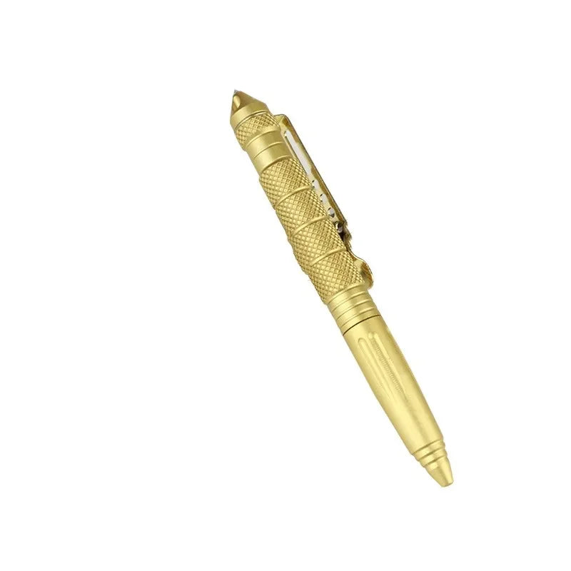 Aluminum Survival Pen with Tungsten Glass Breaker, Anti-Slip Grip & Pocket Clip